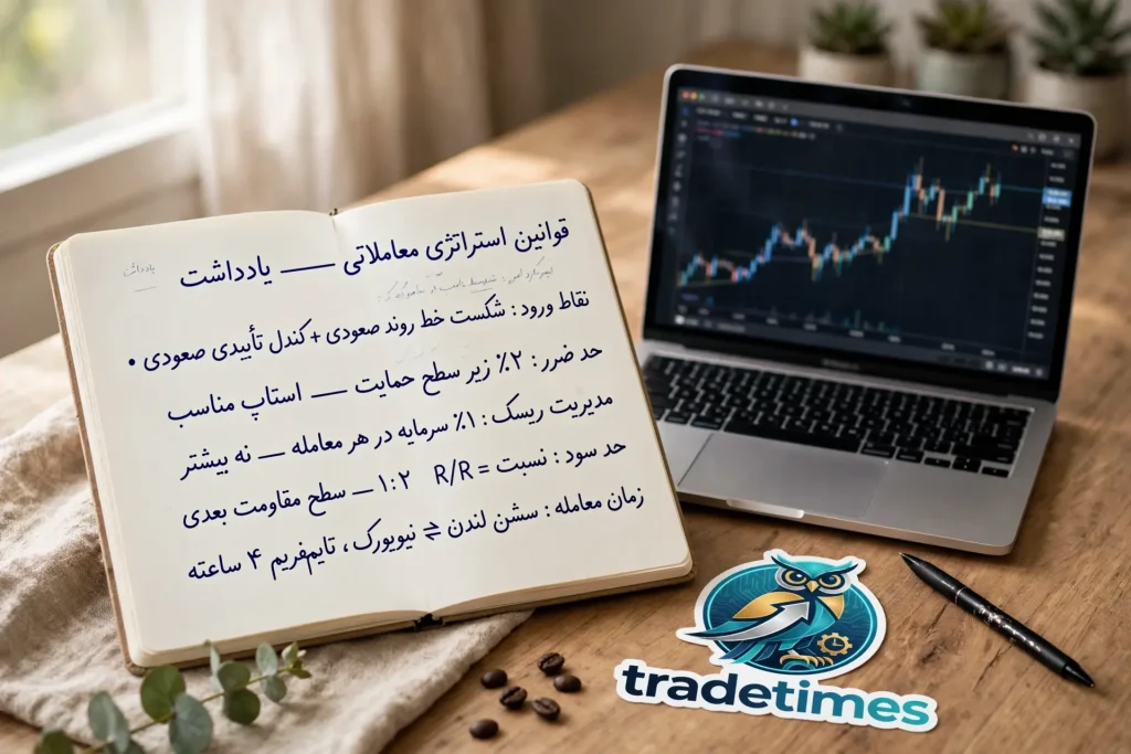 اجزای استراتژی معاملاتی در فارکس دفترچه قوانین ورود و خروج